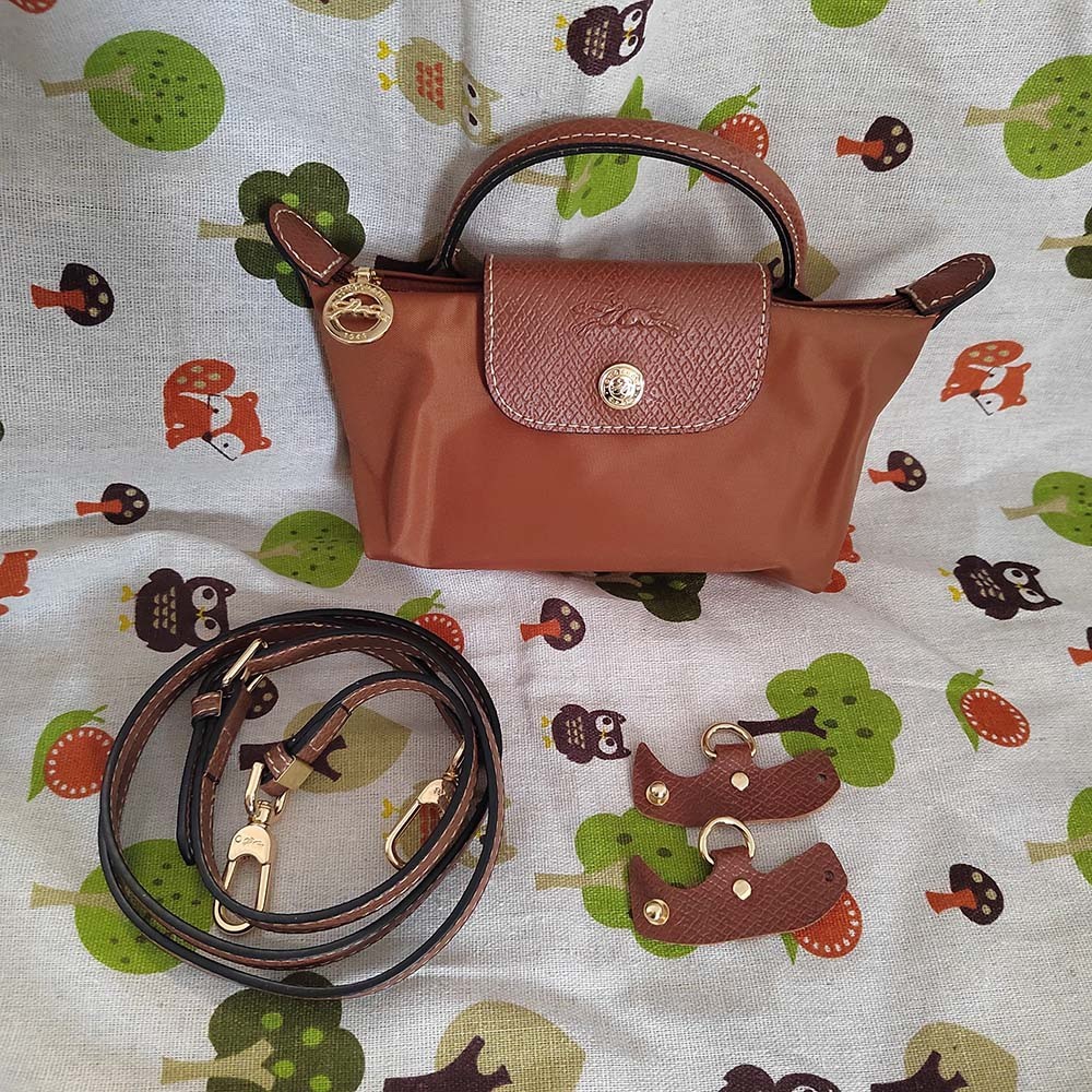 Longchamp Le Pliage Brown Canvas Cosmetics Case